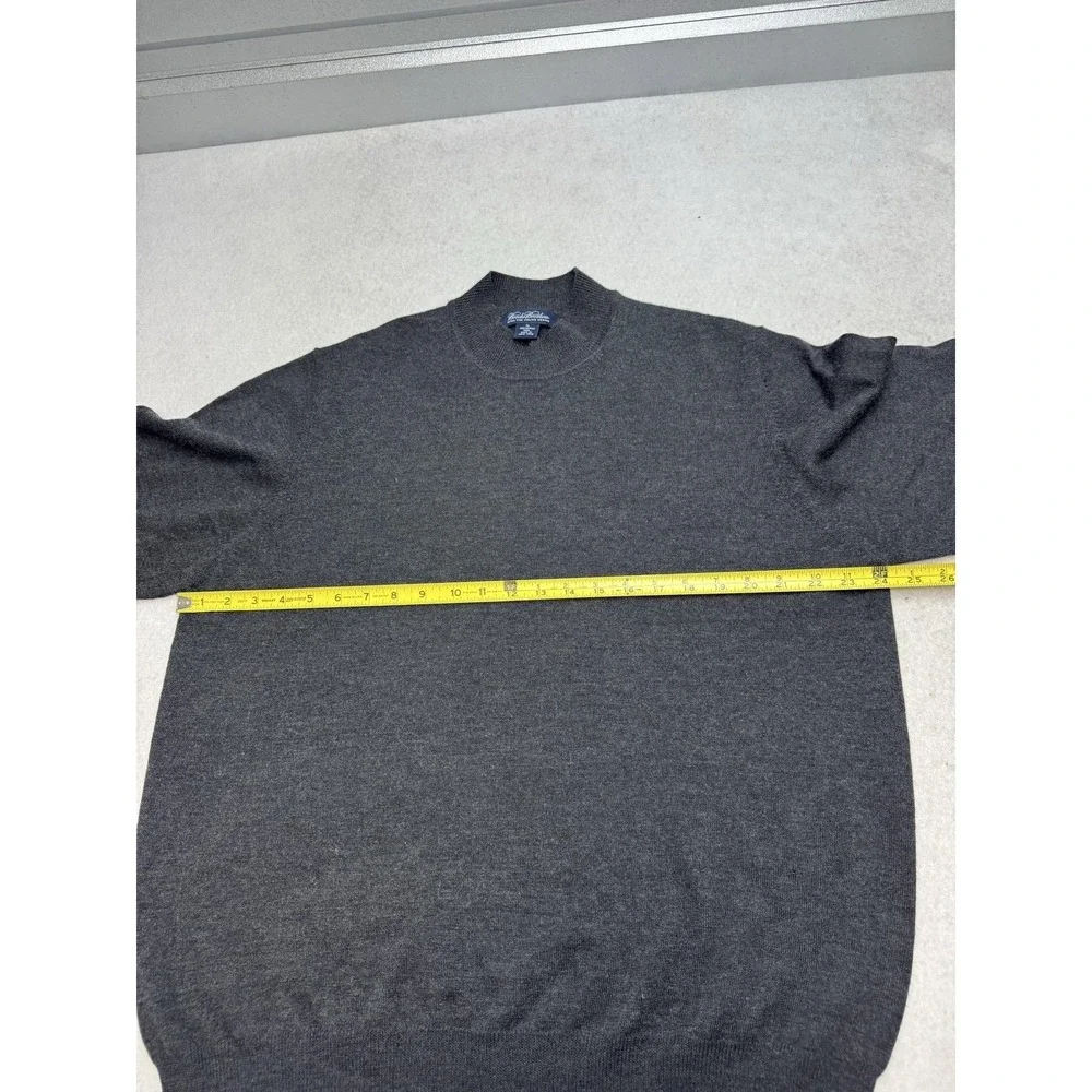 Brooks‎ Brothers Sweater Mens XL Gray Extra Fine Merino Wool Crewneck Knit